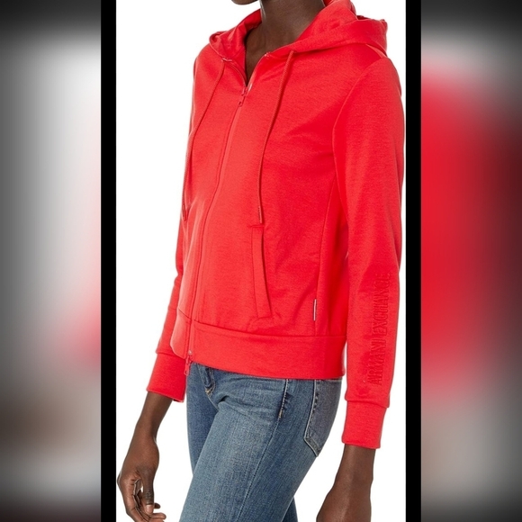 Armani Exchange Tops - Armani Exchange Women's Vibrant Red Zip-Up Hoodie